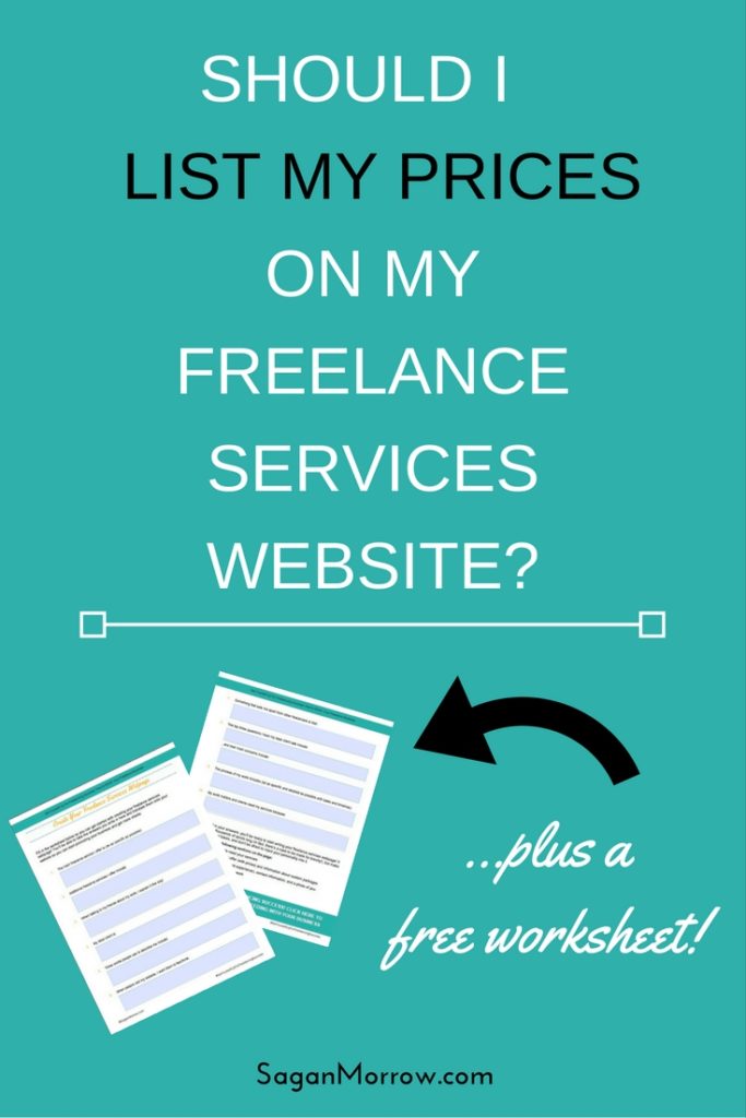 "Should I list prices on my freelance website?" Find out the answer to this question AND to other questions about setting rates for your freelance services in this article... plus get a FREE worksheet on how to create your freelance services website! Click on over to get the freelance tips + worksheet now