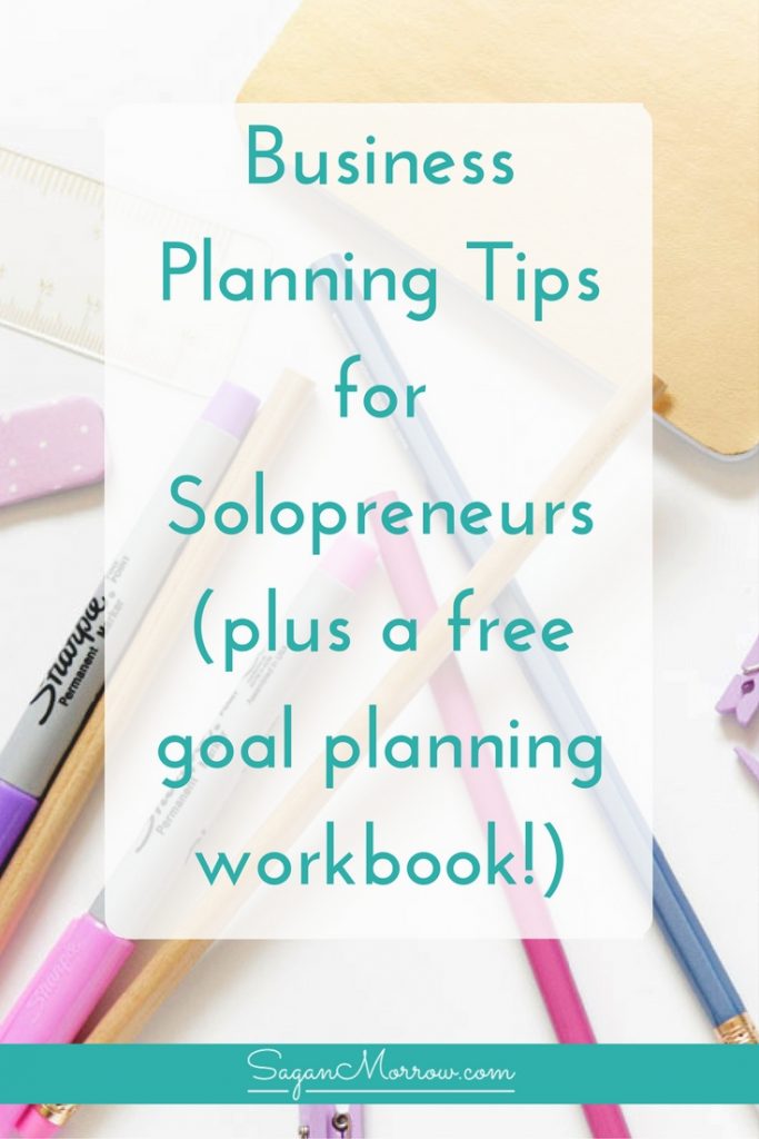 Business planning tips for solopreneurs PLUS get a free goal planning workbook to do big-picture planning for your business! Solopreneur business tips and tips for home-based small business owners -- click on over to get it now