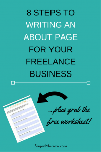Learn how to write an about page in this writing tips blog post! You'll learn how to write an about page for your freelance business and how to stay true to your authentic voice. Click on over to find out this 8-step system for writing an awesome About page for your freelance website now!