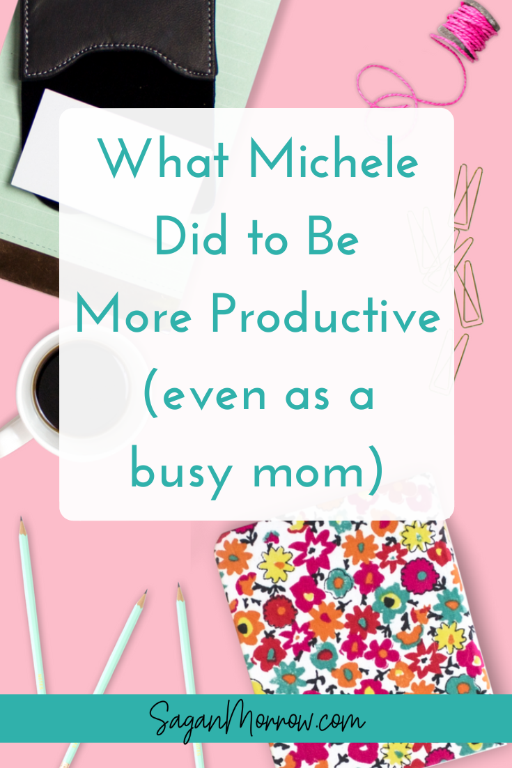 Wondering how you can be more productive, even if you're a busy mom? The truth is, it IS possible! Learn what Michele did to be more productive (even as a busy mom with a full-time 9 to 5 job and juggling her new side hustle)... and how YOU can find the time and energy, and get more done in less time, too....