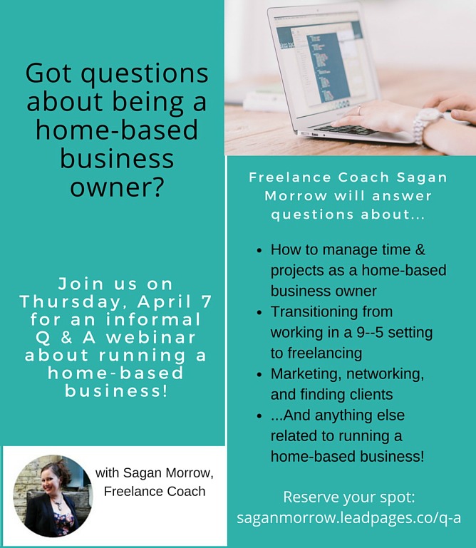 JOIN US at this new free Q & A webinar on tips for starting a home-based business! This webinar is going to be a fun way to connect and get all your burning questions about being a home-based small business owner or freelancer, answered. ::: freelance tips ::: small business tips ::: home-based business tips ::: how to be a freelancer ::: freelancing advice ::: Click on over to sign up for the webinar now!