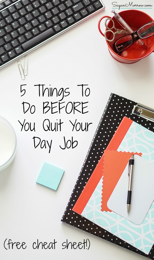 This (totally free!) cheat sheet will outline exactly what you need to do BEFORE you quit your day job. If you want to say "goodbye" to your 9 to 5 job and start working from home full-time, this cheat sheet is a must-have! Click on over to get the tips now and start your work-from-home business.