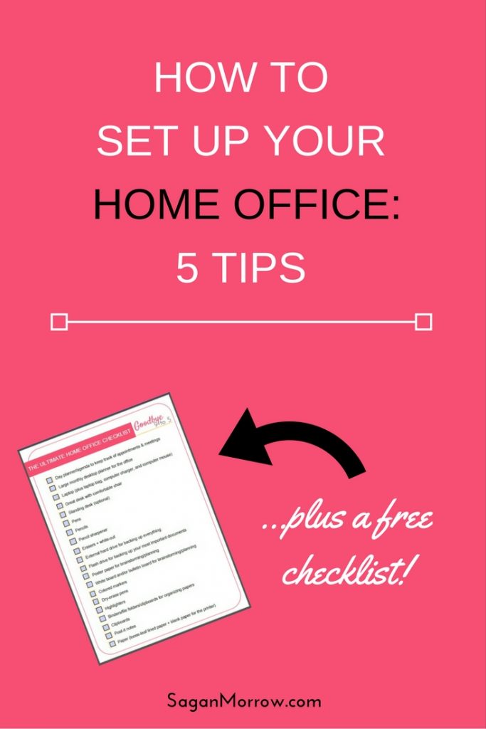 Get a FREE home office checklist + 5 tips for setting up your perfect home office! If you are serious about having a home-based business, you need an awesome home office. These tips + checklist will help create a home office that's perfect for you + your biz! Click on over to get the home office tips + checklist now.