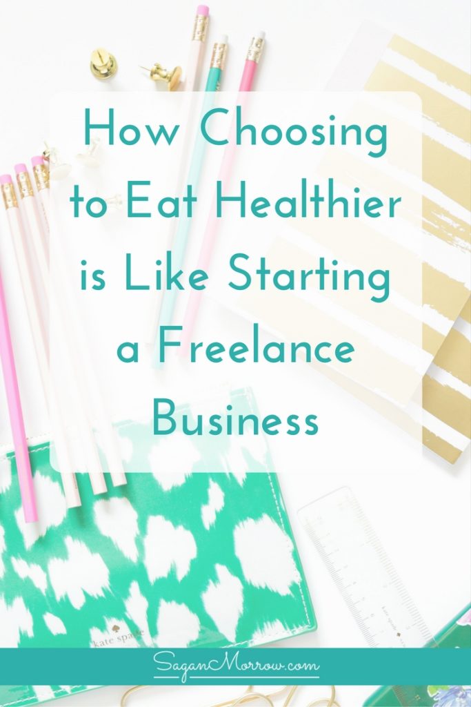 Get tips for starting your own freelance business + find out how choosing to eat healthier is VERY similar to starting a business in this article! Click on over to get 3 strategies for successfully making real change in your life, whether that's eating healthy or starting a freelance business.