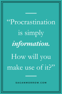 Self improvement quotes: "Procrastination is simply information. How will you make use of it?"