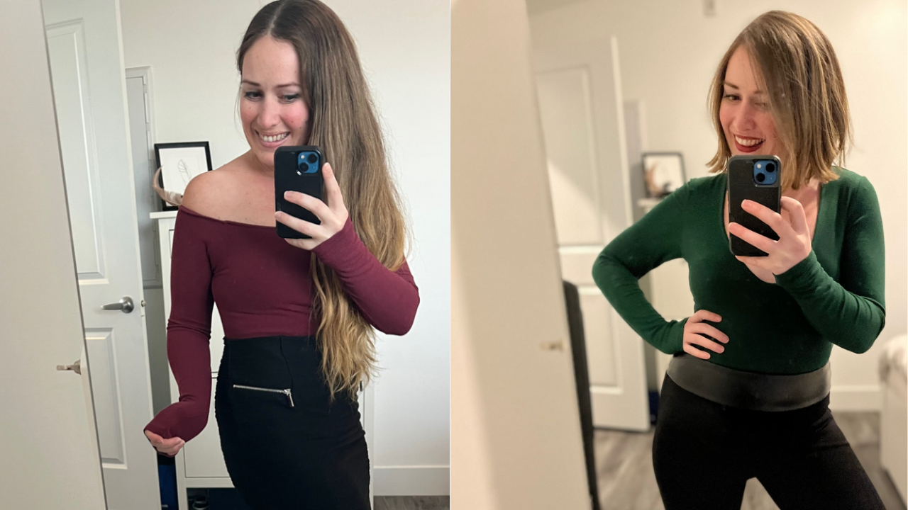 before and after chopping my hair off — overcoming fear of change! waist length hair to bob hair cut