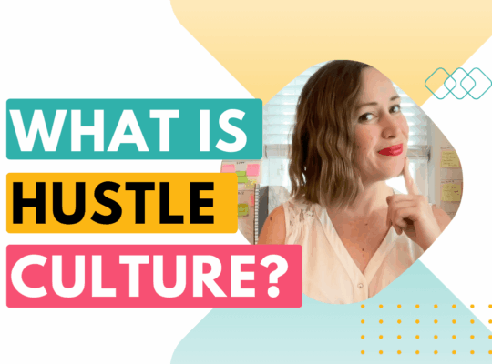 What is hustle culture? ID: Photo of anti-hustle Productivity Strategist Sagan Morrow with “what is hustle culture” text