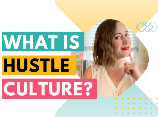 What is hustle culture? ID: Photo of anti-hustle Productivity Strategist Sagan Morrow with “what is hustle culture” text